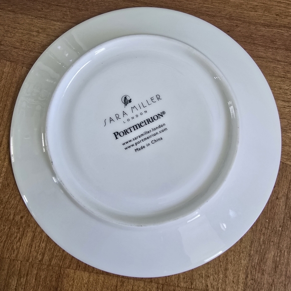 Portmeirion Sara Miller Chelsea Navy Teacup & Saucer 8oz Gold Hummingbird - Picture 4 of 10